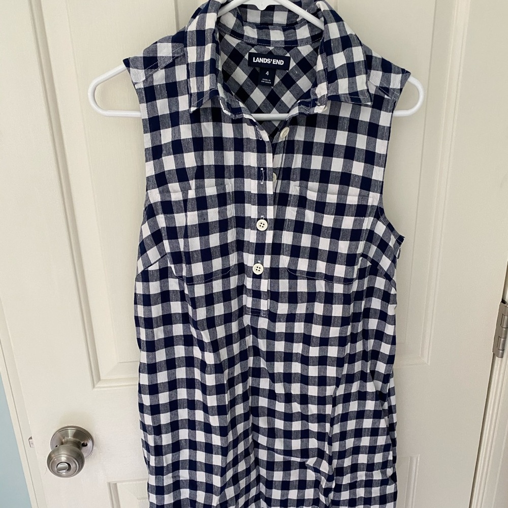 Sleeveless collared gingham dress NWOT
